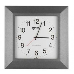 orologio radiocontrollato concassa in legno rifinita con unaverniciatura opaca.colore grigiodim.  cm 40x40