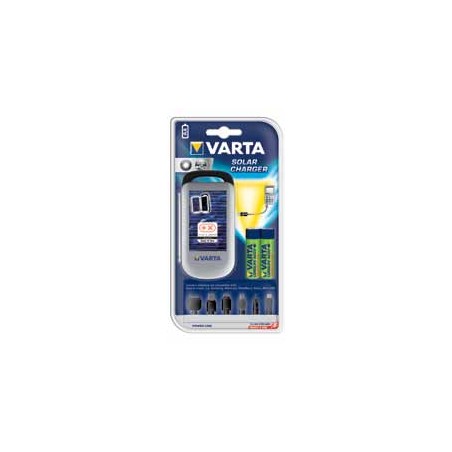 SOLAR CHARGER - 2 X AA READY2USE 2100MAH + USB IN + OUT VARTA