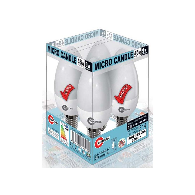candle mbox century4 pz9wattacco e14luce 6400 k.
