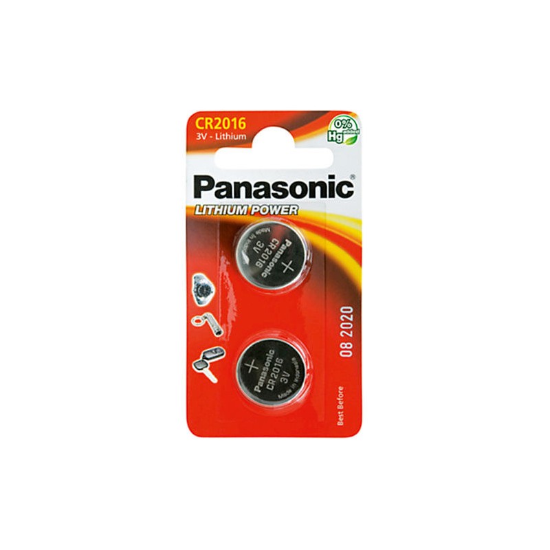 produttore (marchio) panasonic tipo li-mno2 size cr2016 voltage dc 3 vdc capacity 90 mah power capacity 0,27 wh lithium content 