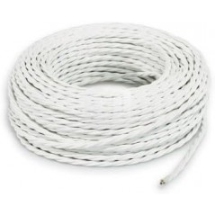 CAVO ELETTRICO TRECCIOLA 2X0.75 TESSUTO BIANCO OTTICO 100MT. IMQ